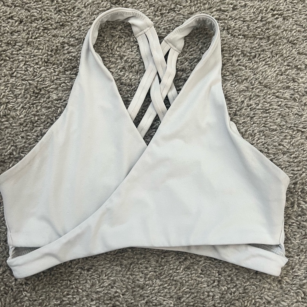 Fabletics White Crossover Sports Bra M
